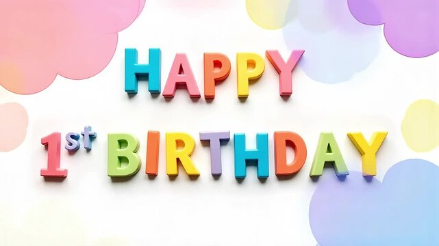 Celebrate a milestone first birthday with vibrant, colorful letter decorations creating a joyful festive atmosphere
