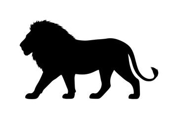 Detailed Lion Mane Silhouette Walking on White Background Illustration for Creative Projects and Design Assets