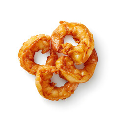 Golden Fried Onion Rings on White Background