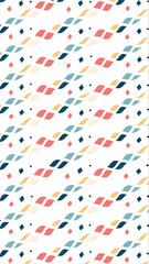 Fototapeta premium Whimsical abstract pattern featuring repeating diagonal strokes and scattered dots in a pastel color palette