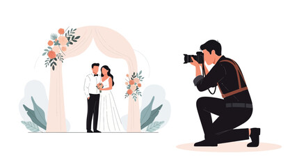 Professional Wedding Photography With Photographer Capturing The Couple's Moment