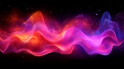 Abstract wavy nebula of vibrant colors against a black background
