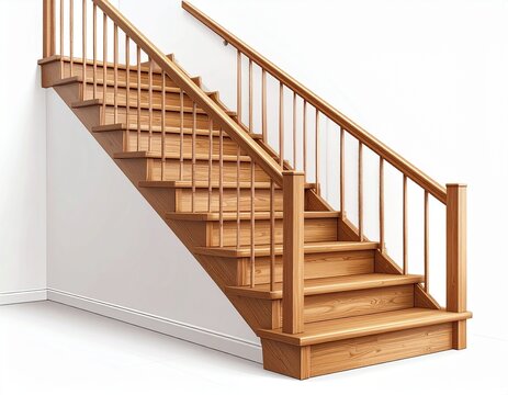 Warm Wood Staircase with Handrails and Vertical Balusters