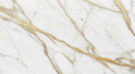 Minimalist white marble texture with golden veins, luxury elegant style background for presentations