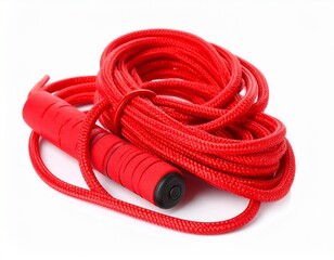 Coiled Red Jump Rope with Black Gripped Handles