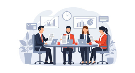 Team Is Analyzing Financial Charts And Reports At The Business Meeting