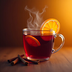 cup of tea with lemon and cinnamon