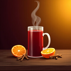 cup of tea with lemon in awsome background image by generative Ai