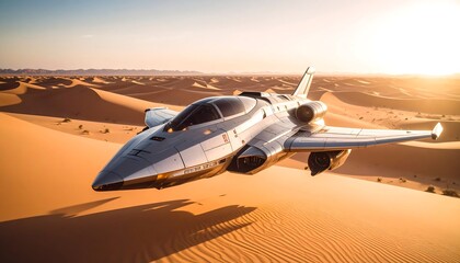 Futuristic jet in desert