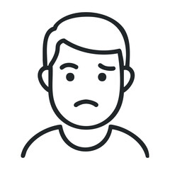Fototapeta premium Concerned young caucasian male emoji with sad expression. Vector illustration