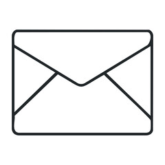Simple black and white envelope icon on plain background. Vector illustration