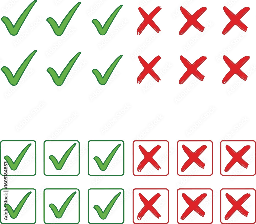 Poster check marks and x marks visual representation of correct and incorrect depiction
