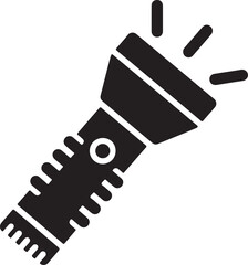 Monochromatic Illustration of a Flashlight with Light Emanating Symbolizing Illumination Guidance and Technological Advancement in Lighting
