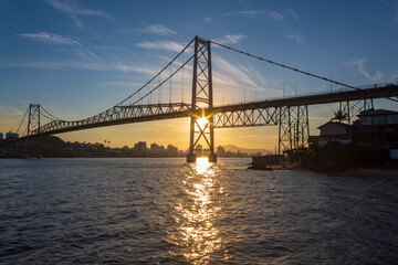 bay bridge at sunset Florianopolis Santa Catarina Brazil