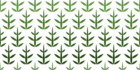 Seamless pattern of green fir trees. Winter nordic forest. Cute winter ornament of green Christmas trees on white background. Holiday Christmas decor in shades of green for textile, paper, web, etc.