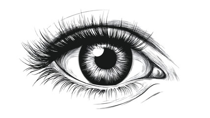 Detailed Black and White Eye Simple Line Vector Illustration