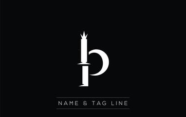 IP logo design. A sophisticated, minimalistic logo design featuring golden stylized typography,  perfect for branding concepts emphasizing luxury, professionalism, and contemporary aesthetics.