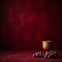 still life with red wine and grapes with awsome background image