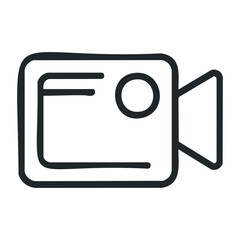 Obraz premium Simplified black and white video camera icon with basic design elements. Vector illustration