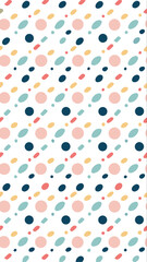 A playful and whimsical abstract pattern featuring scattered oval shapes in pastel colors on a white background