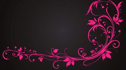 Decorative floral border in dark pink on a dark background