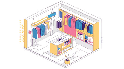 Obraz premium Modern Fashion Boutique Storefront in Isometric Style