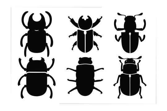 Collection of diverse insect silhouettes showcasing various forms and anatomical features of small creatures