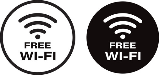 Free wifi zone black vector icon, Network wifi business, Wireless connection design. Vector illustration on white symbol.
