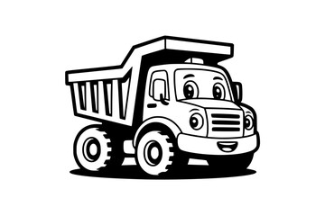 Dump Truck Character – Bold Minimalist Vector Line Art for Apparel and Vinyl Cutting generative ai 