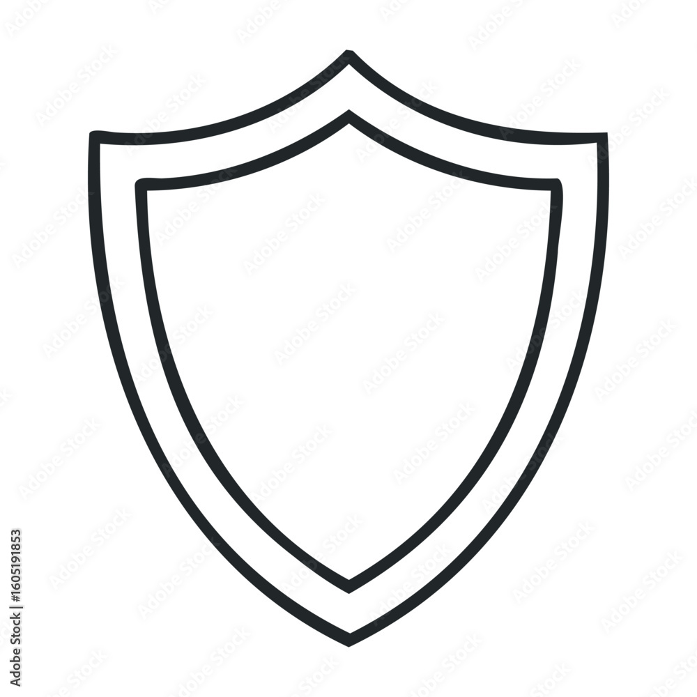 Poster simple outline of a shield icon representing protection and security. vector illustration