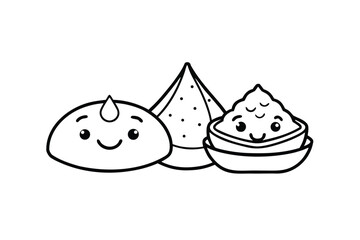 Vector Flat Icons Of Street Food Items Like