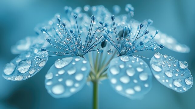 Close-up of a light blue flower with water droplets