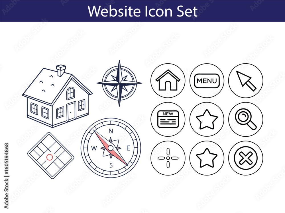 Fototapete web icon set. website set icon vector. for computer and mobile