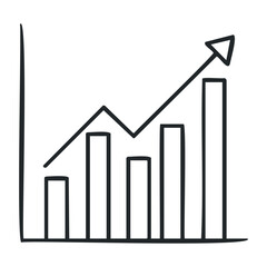 Fototapeta premium Rising bar graph with ascending arrow indicating growth and progress. Vector illustration