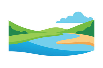 Obraz premium Peaceful Landscape With Curved Shore And Water