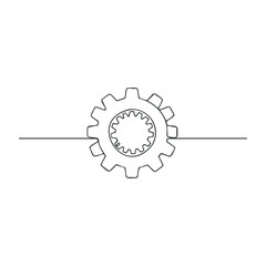 Minimalist gear design with interlocking cogs and horizontal lines. Vector illustration