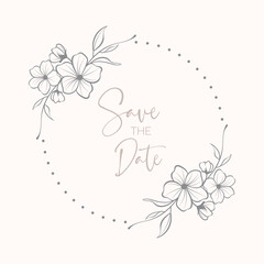Sweet flowers frame wreath wedding invitation card with text layout