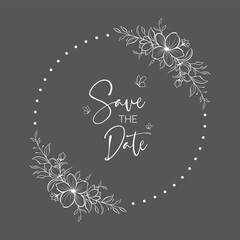 Sweet flowers frame wreath wedding invitation card with text layout
