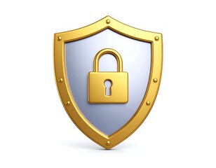 Gold shield with lock graphic