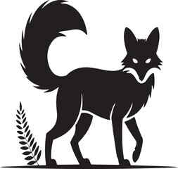 Obraz premium Black and white fox and wolf vector illustration animal silhouette wildlife art cartoon