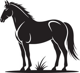 Black horse vector illustration silhouette running gallop stallion equine animal cartoon art