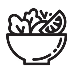 Simple line art icon of a fresh salad in a bowl vector design