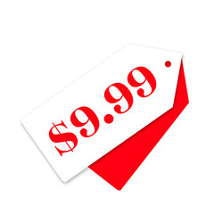 $9.99 only png, white colour price tag, neat layout tag, bright simple label