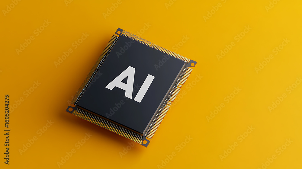 Poster ai chip: a black computer chip with 