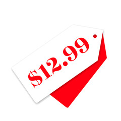 $12.99 only png, white colour price tag, polished label style, minimal price shape