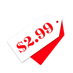 $2.99 only png, white colour price tag, classic sale mark, stylish clean label