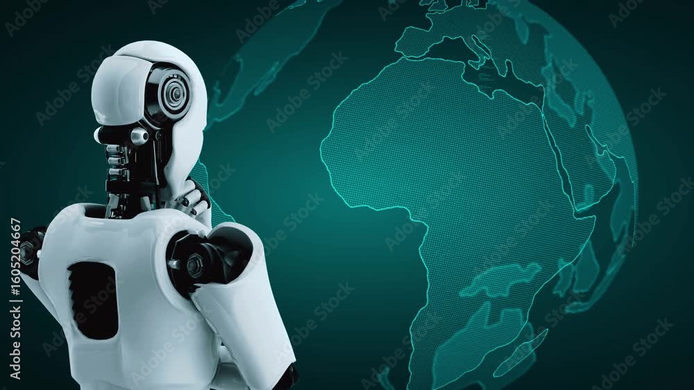 Poster future financial technology controll by ai robot huminoid uses machine learning and artificial intel