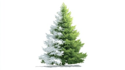 Half-white, half-green fir tree