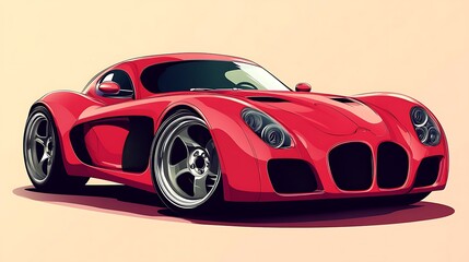 Naklejka premium Vibrant red sports car design illustrated in a modern style against a neutral background photo
