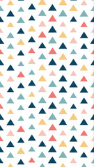 A cheerful geometric pattern featuring a repeating arrangement of small colorful triangles in various shades creating a playful and modern design